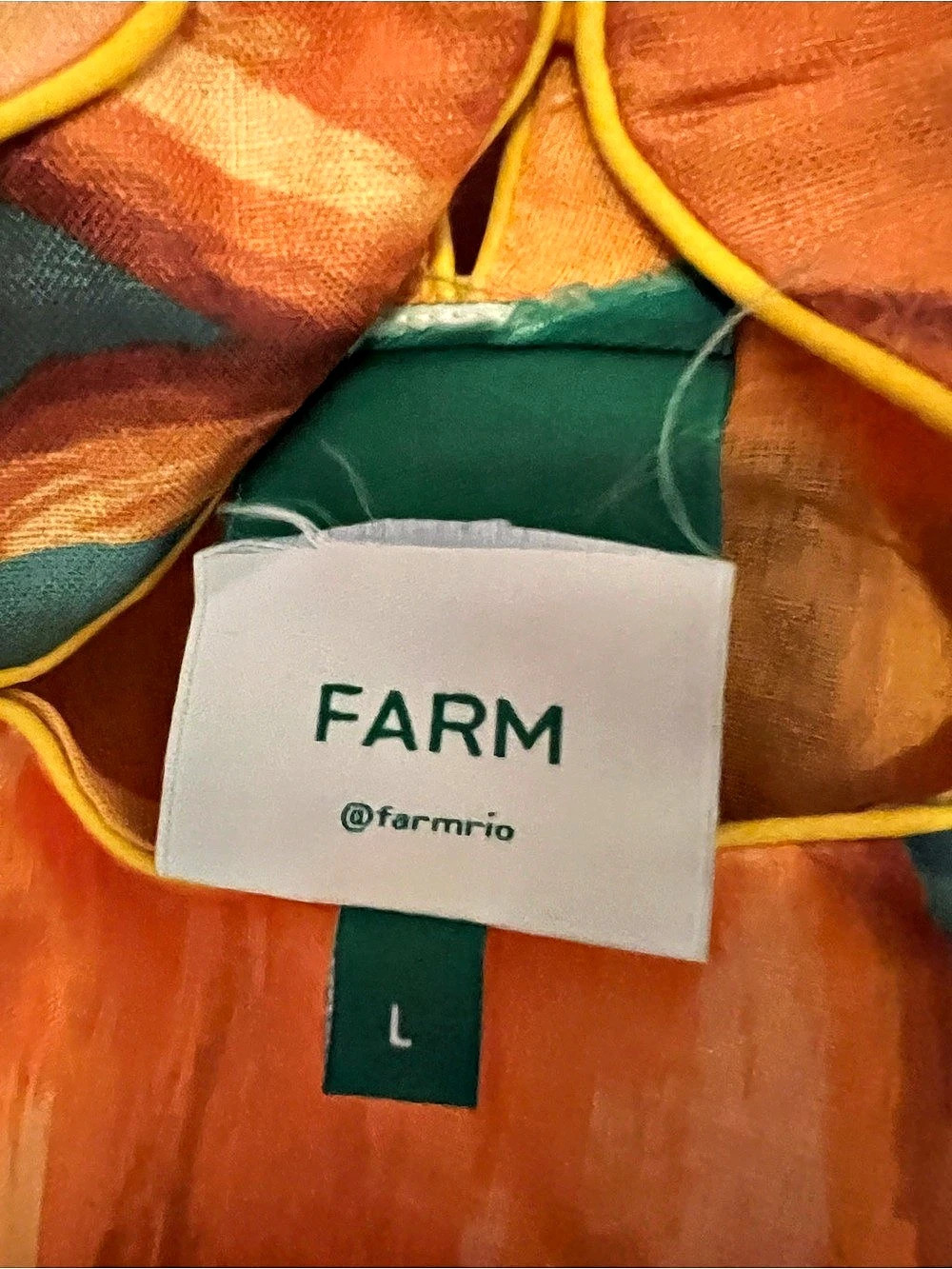 Farm Rio Printed Linen Blend Cutout Midi Dress (Tropical Cocktail) Orange & - Picture 4 of 7